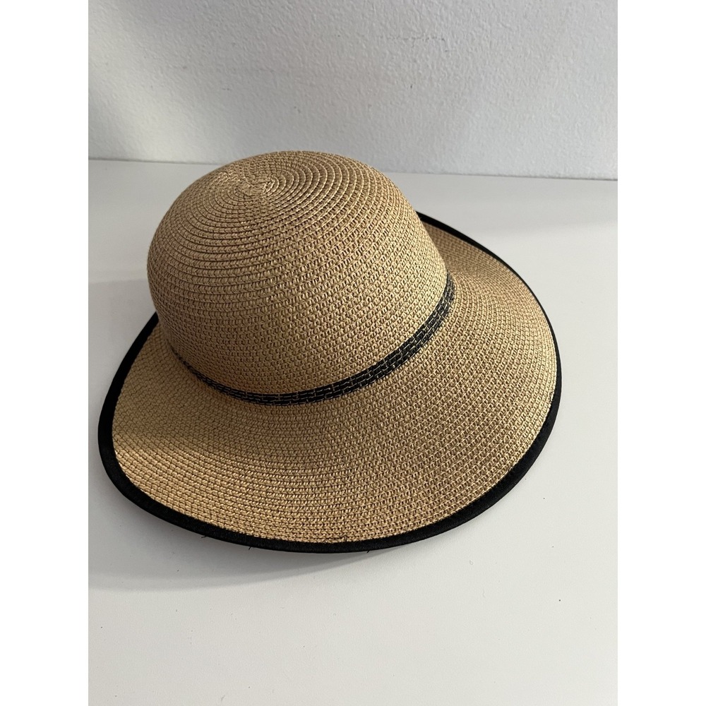 Magid Hats Brown Black UPF‎ 50+ Striped Straw Sun Hat One Size